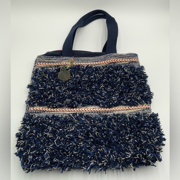 CATORI Blue Woven Shag Fabric Shoulder Tote Bag - Picture 1 of 11
